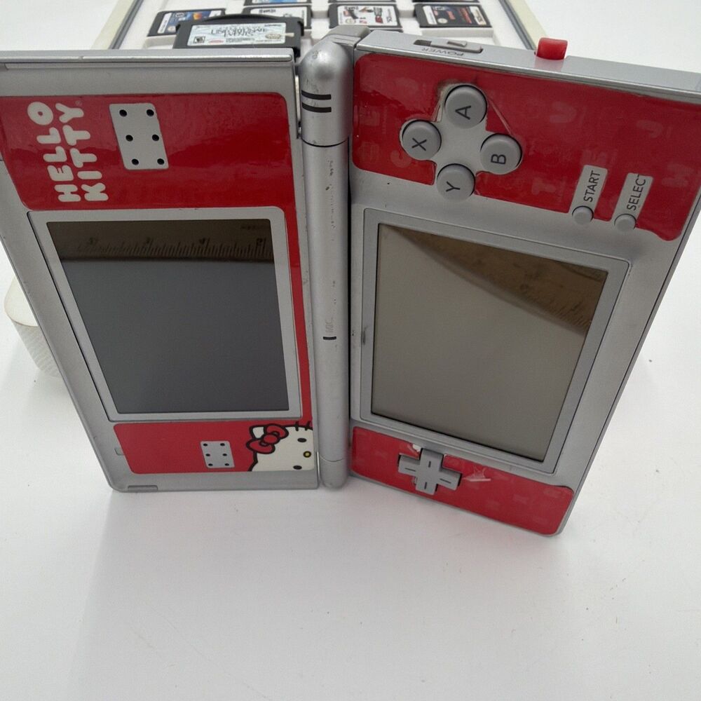 Nintendo DS Lite Silver Games & Nerf Case Charger Stylus Bundle Hello Kitty Skin - Picture 3 of 11